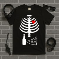 Skeleton Pizza Beer Rib cage T-Shirt