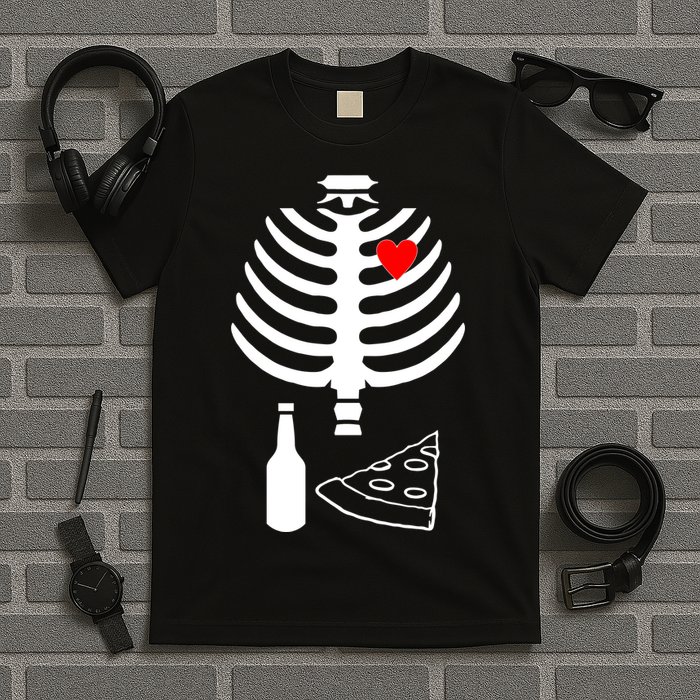 Skeleton Pizza Beer Rib cage T-Shirt