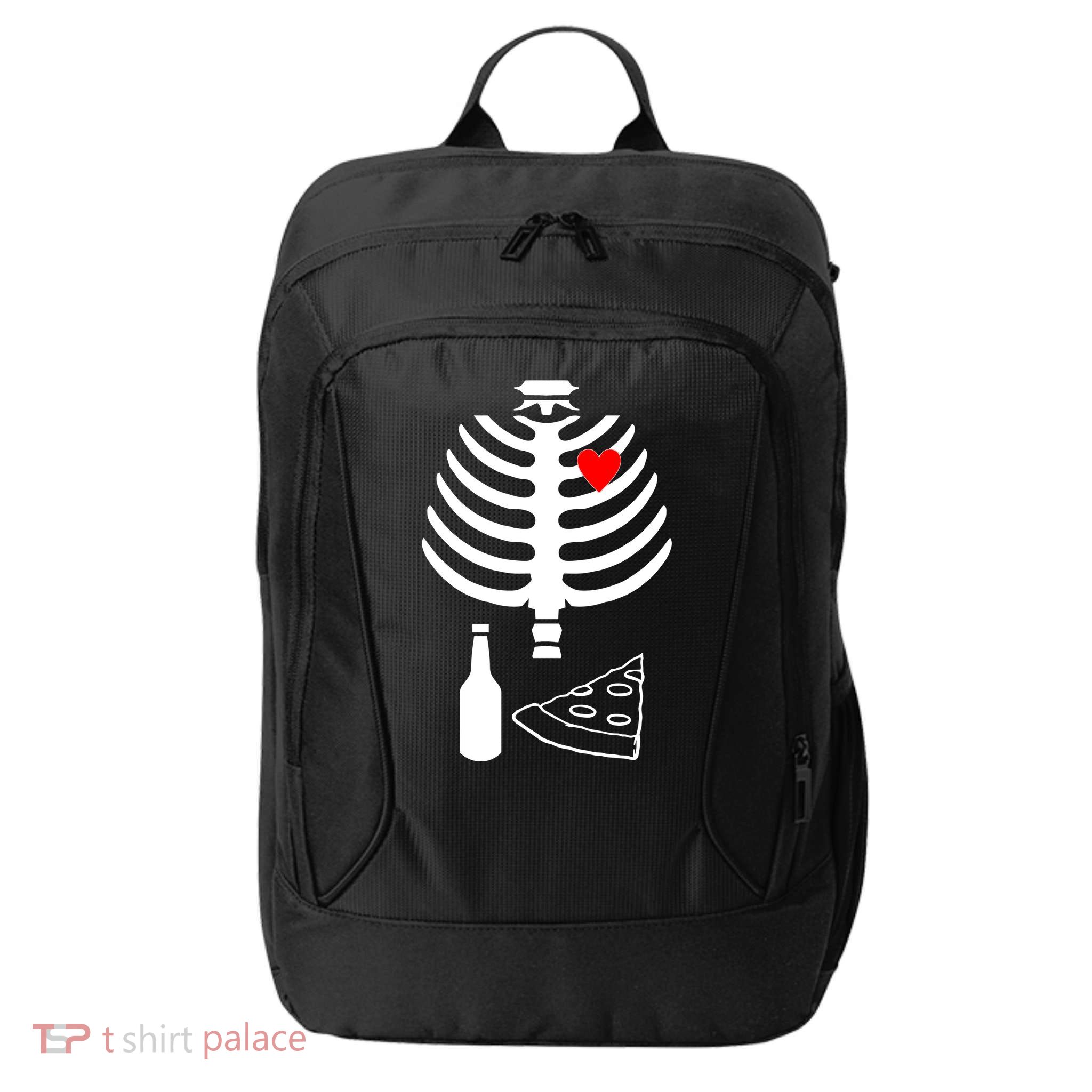 Skeleton Pizza Beer Rib cage City Backpack