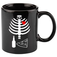 Skeleton Pizza Beer Rib cage 11oz C Handle Ceramic Mug