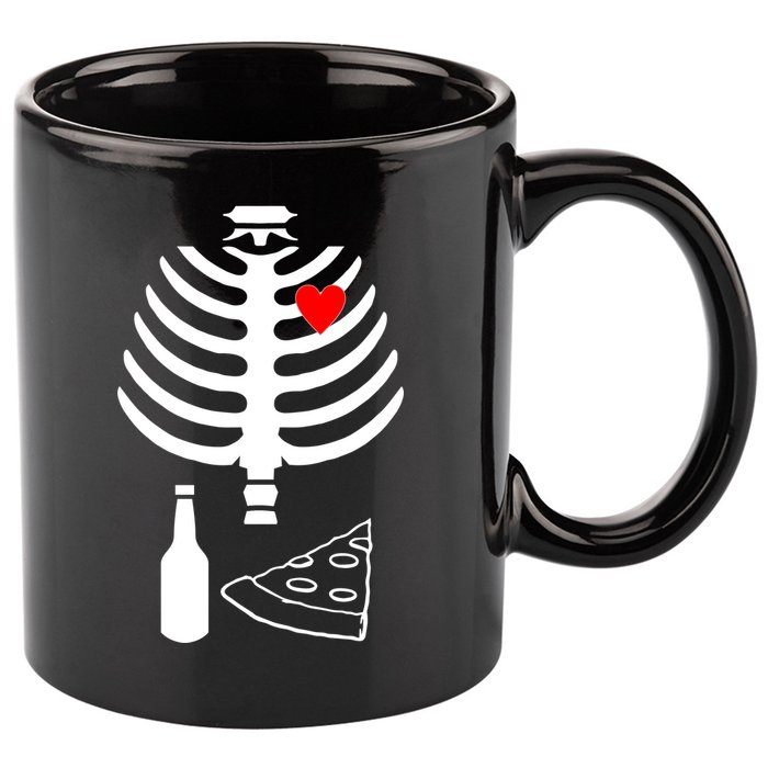 Skeleton Pizza Beer Rib cage 11oz C Handle Ceramic Mug