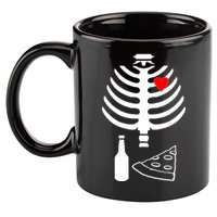 Skeleton Pizza Beer Rib cage 11oz C Handle Ceramic Mug