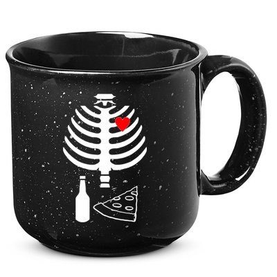 Skeleton Pizza Beer Rib cage 15oz Campfire Ceramic Mug
