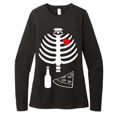 Skeleton Pizza Beer Rib cage Womens CVC Long Sleeve Shirt