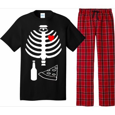 Skeleton Pizza Beer Rib cage Pajama Set