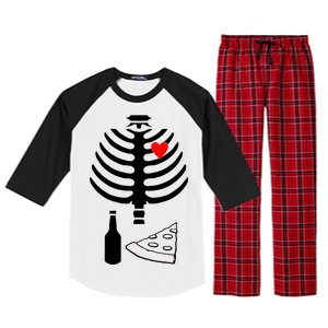 Skeleton Pizza Beer Rib cage Raglan Sleeve Pajama Set