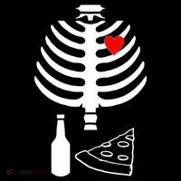 Skeleton Pizza Beer Rib cage Flatbill Hat