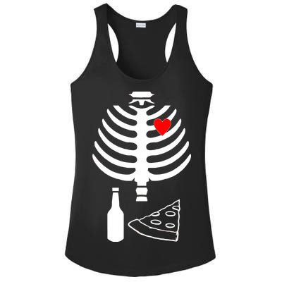 Skeleton Pizza Beer Rib cage Ladies PosiCharge Competitor Racerback Tank