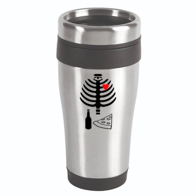 Skeleton Pizza Beer Rib cage 16oz Travel Tumbler