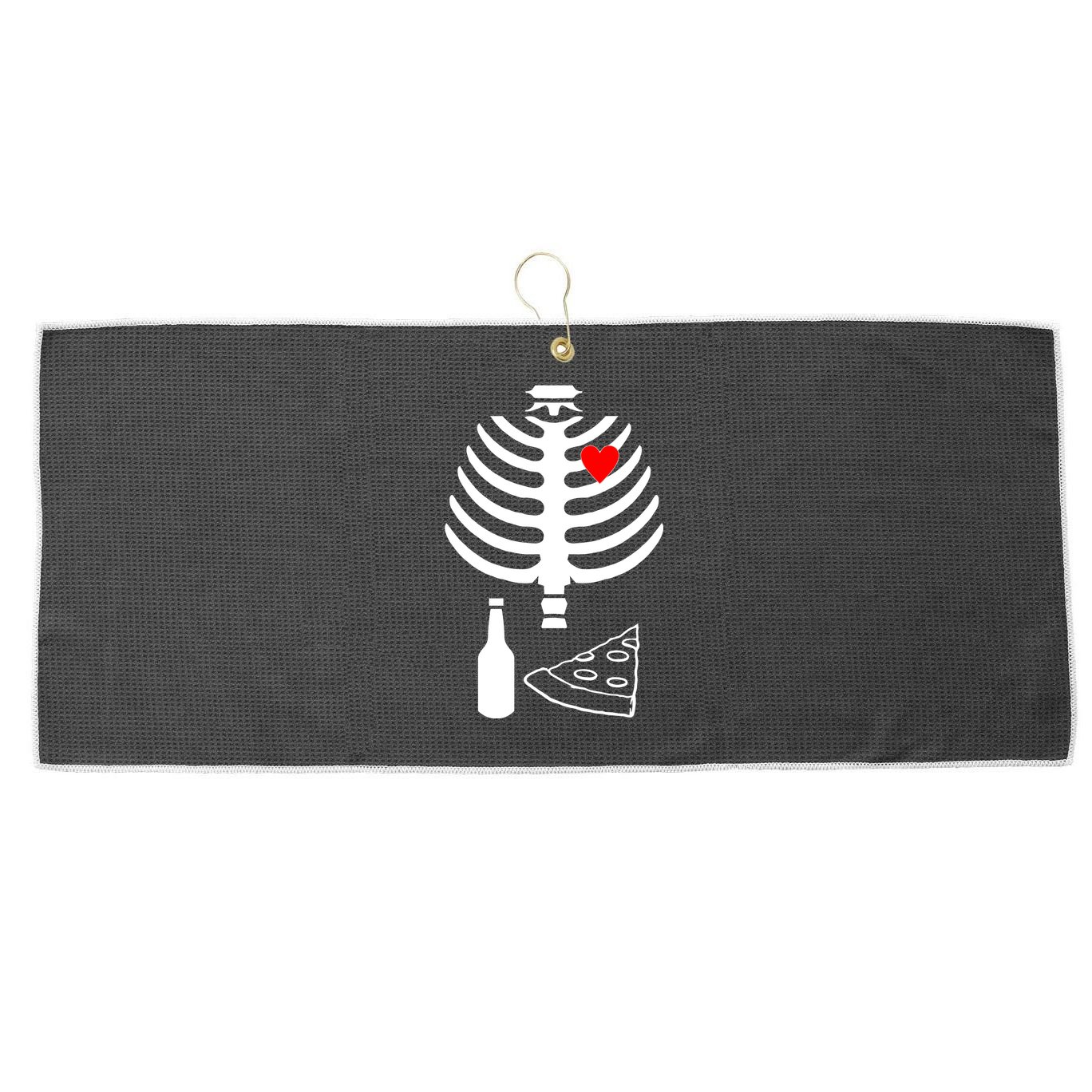 Skeleton Pizza Beer Rib cage Large Microfiber Waffle Golf Towel
