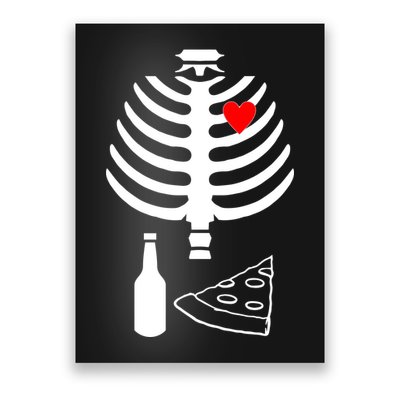 Skeleton Pizza Beer Rib cage Poster