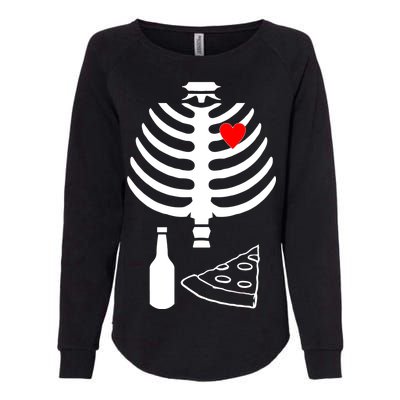 Skeleton Pizza Beer Rib cage Womens California Wash Sweatshirt