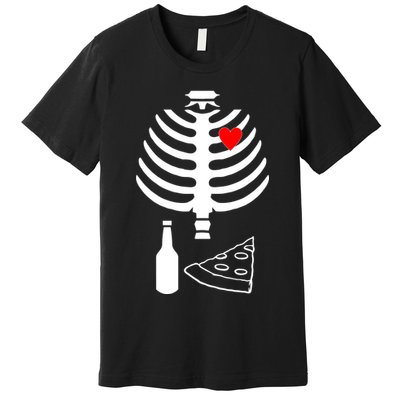 Skeleton Pizza Beer Rib cage Premium T-Shirt