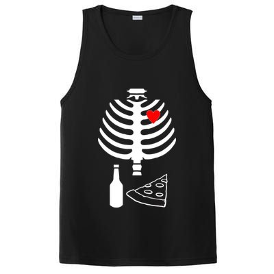 Skeleton Pizza Beer Rib cage PosiCharge Competitor Tank