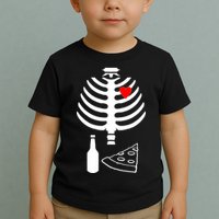 Skeleton Pizza Beer Rib cage Toddler T-Shirt