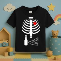 Skeleton Pizza Beer Rib cage Toddler T-Shirt