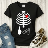 Skeleton Pizza Beer Rib cage Womens T-Shirt