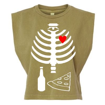 Skeleton Pizza Beer Rib cage Garment-Dyed Women's Muscle Tee