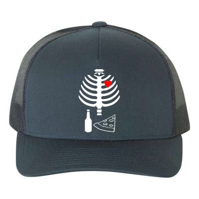 Skeleton Pizza Beer Rib cage Yupoong Adult 5-Panel Trucker Hat