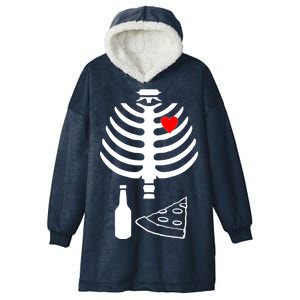 Skeleton Pizza Beer Rib cage Hooded Wearable Blanket