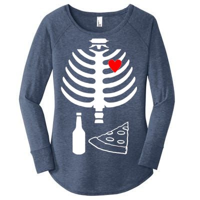 Skeleton Pizza Beer Rib cage Women's Perfect Tri Tunic Long Sleeve Shirt