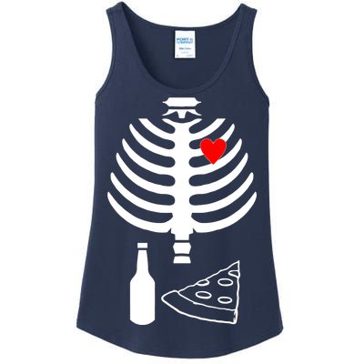 Skeleton Pizza Beer Rib cage Ladies Essential Tank