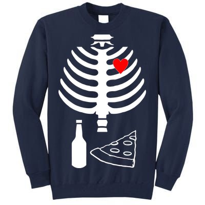 Skeleton Pizza Beer Rib cage Tall Sweatshirt