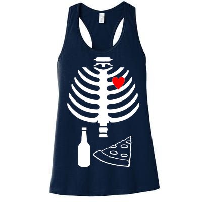 Skeleton Pizza Beer Rib cage Women's Racerback Tank