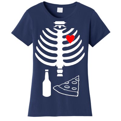 Skeleton Pizza Beer Rib cage Women's T-Shirt