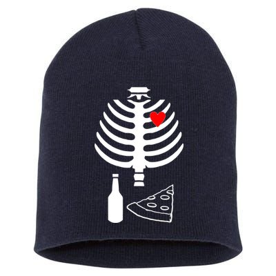 Skeleton Pizza Beer Rib cage Short Acrylic Beanie