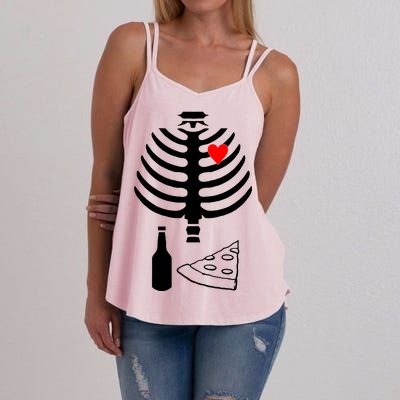 Skeleton Pizza Beer Rib cage Women's Strappy Tank