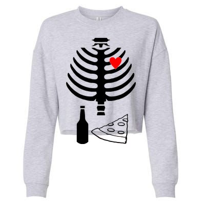 Skeleton Pizza Beer Rib cage Cropped Pullover Crew