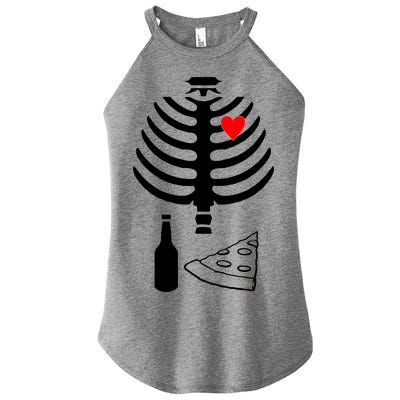 Skeleton Pizza Beer Rib cage Women's Perfect Tri Rocker Tank