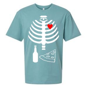 Skeleton Pizza Beer Rib cage Sueded Cloud Jersey T-Shirt