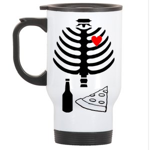 Skeleton Pizza Beer Rib cage Stainless Steel Travel Mug