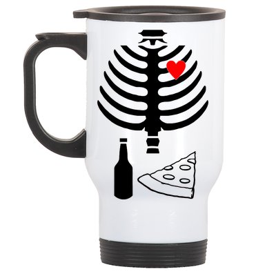 Skeleton Pizza Beer Rib cage Stainless Steel Travel Mug