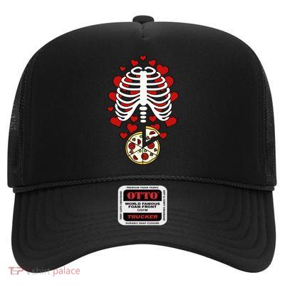 Skeleton Pizza Rib Cage X-Ray High Crown Mesh Back Trucker Hat