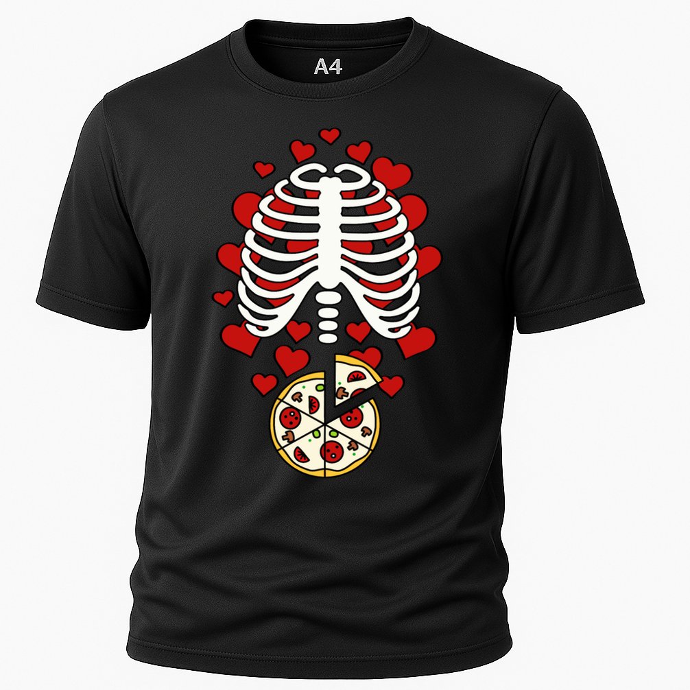 Skeleton Pizza Rib Cage X-Ray Cooling Performance Crew T-Shirt