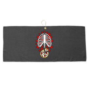 Skeleton Pizza Rib Cage X-Ray Large Microfiber Waffle Golf Towel