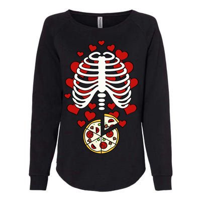 Skeleton Pizza Rib Cage X-Ray Womens California Wash Sweatshirt