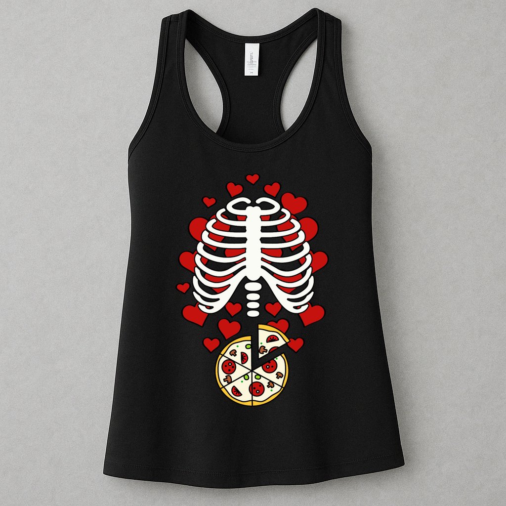 Skeleton Pizza Rib Cage X-Ray Womens Tank Top