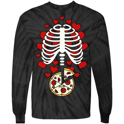 Skeleton Pizza Rib Cage X-Ray Tie-Dye Long Sleeve Shirt