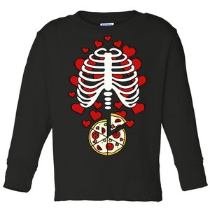 Skeleton Pizza Rib Cage X-Ray Toddler Long Sleeve Shirt