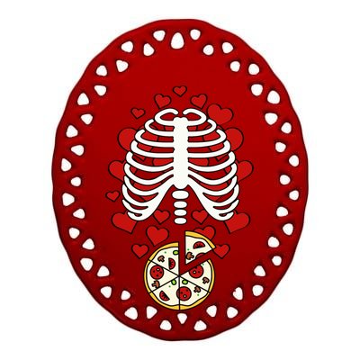 Skeleton Pizza Rib Cage X-Ray Ceramic Oval Ornament