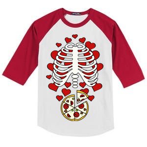 Skeleton Pizza Rib Cage X-Ray Kids Colorblock Raglan Jersey