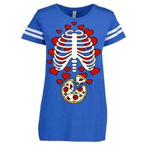 Skeleton Pizza Rib Cage X-Ray Enza Ladies Jersey Football T-Shirt