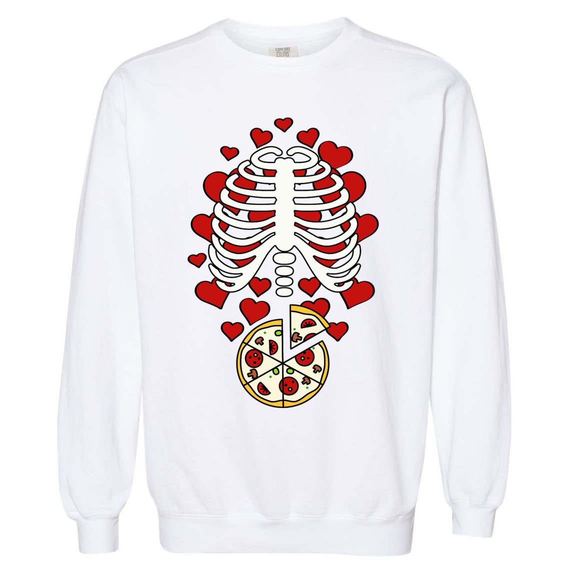 Skeleton Pizza Rib Cage X-Ray Garment-Dyed Sweatshirt