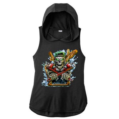 Skeleton Plumber Ladies PosiCharge Tri-Blend Wicking Draft Hoodie Tank