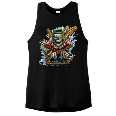 Skeleton Plumber Ladies PosiCharge Tri-Blend Wicking Tank