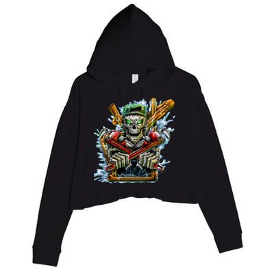 Skeleton Plumber Crop Fleece Hoodie